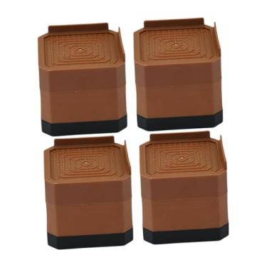 Imagem de Generic 4x Almofadas Antivibração para Pés de Móveis, Apoio Quadrado para Pés de Cama, Elevadores de Móveis, Serviço Pesado para Sofá, Máquina de Lavar Sofá, Marrom, 2 Camadas