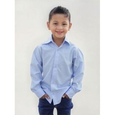 Imagem de Camisa Social Infantil E Juvenil Manga Longa Lisa - Maximus, Azul, Cla