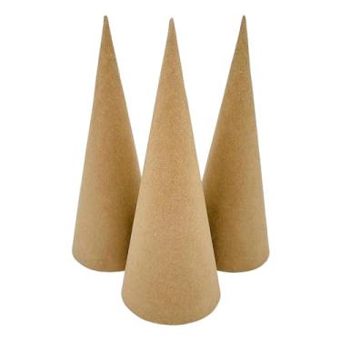 Imagem de Sclmgo 3 Pedaços de Cones de Papel Machê para Artesanato, Abertos, Decoração de árvore de Natal para Chapéus de Festa, 25cm