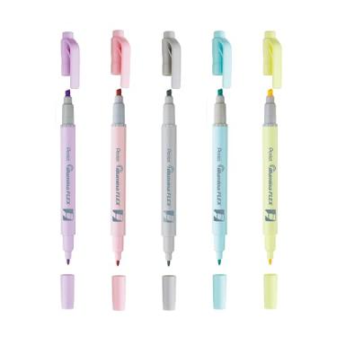 Imagem de Pentel Marca-Texto Illumina Flex Kit Com 5 Cores Tons Pastel Amarelo, Cinza, Rosa, Verde-Água, Roxo KITSLW11-5P