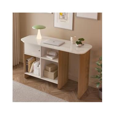 Imagem de Escrivaninha Artely Nomad Tampo Rotativo Porta de Correr 4 Nichos Off White Cinamomo