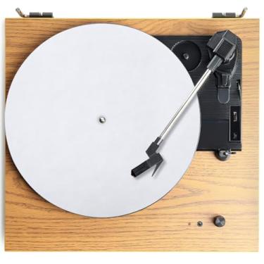 Imagem de Tapete para toca-discos: tapete de vinil antiderrapante - acessórios de disco de vinil de lã branca - tapete giratório antiestático para reduzir o ruído devido à estática e melhorar a qualidade do som