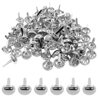 Imagem de Unlorspy 200 peças prata durável bolsa de metal tachas para pés, pés de bolsa decorativos, pés de mão elegantes, pontas de prego para artesanato em couro/entusiastas de bricolage