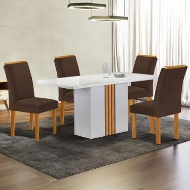 Imagem de Mesa de Jantar 4 Lugares Celeste Luisa com Vidro Off White/Cinamomo/Ma