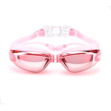 Imagem de Óculos De Natação Profissional Anti-Embaçamento de Mergulho Para Piscina Mar Com Protetor De Ouvido (ROSA ESPELHADO)