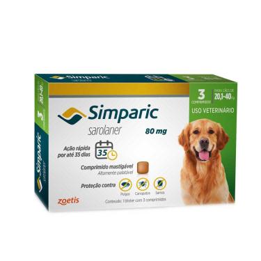 Imagem de Simparic Antipulgas e Carrapatos Para Cães 20,1 a 40kg com 3 Comprimidos