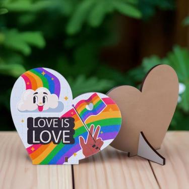 Imagem de Kit 20 Enfeite Coração MDF LGBT Lembrancinhas - R9 Decor, LOVE IS LOVE