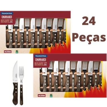 Imagem de Jogo de Churrasco 24Pçs Jumbo Polywood Castanho Tramontina - Tramontin