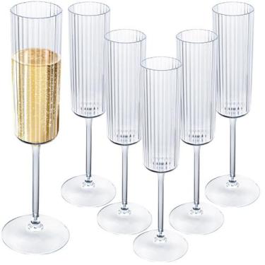 Imagem de Taças de champanhe Ciaell, pacote com 24, plástico, 180 ml, com nervur