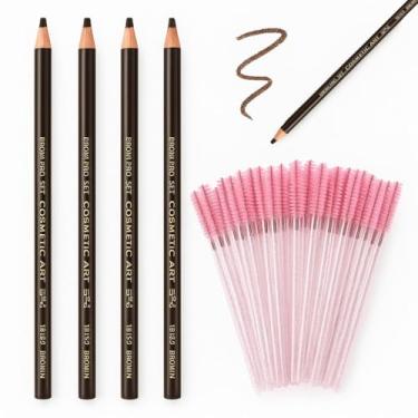 Imagem de 4 Lápis Dermatográficos Para Design de Sobrancelhas Marcação com 50 Escovinhas