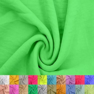 Imagem de Stylish Fabric 150 cm de largura fluxo de ar Cey 100% poliéster, não elástico, tecido leve e respirável 160 GSM por jarda para costura, vestuário de verão e projetos de bricolage, neon verde 10 jardas
