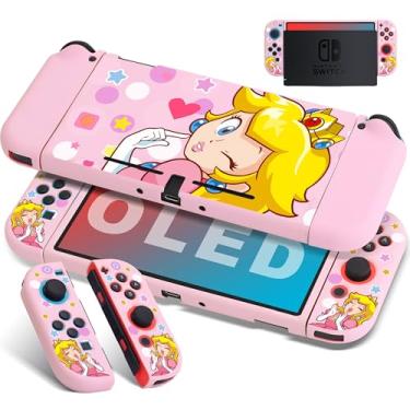 Imagem de Xcitifun Protective Case Compatible with Nintendo Switch OLED TPU Cases for Girls Boys Kids Cartoon Cute Kawaii Switch 2021 Protect Shell Designed for Nintendo OLED Cover - Pink Princess