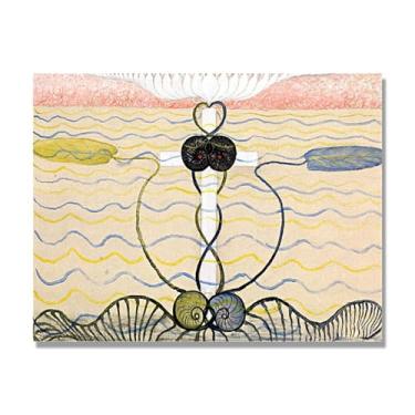 Imagem de NHLDZYH Pôster Hilma Af Klint, (Evolução, nº 06), reproduções de pinturas famosas, imagem de arte abstrata para sala de estar quarto decoração de casa. Tela 60 x 80 cm - 23,7 x 31,5 pol