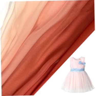 Imagem de Tecido chiffon, chiffon de seda com estampa gradiente para vestidos saias, tecido raiom 30D para decoração de casamento (vermelho)