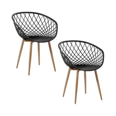 Imagem de Kit 2 Cadeiras Clarice Nest Wood Com Apoio de Braço Preto