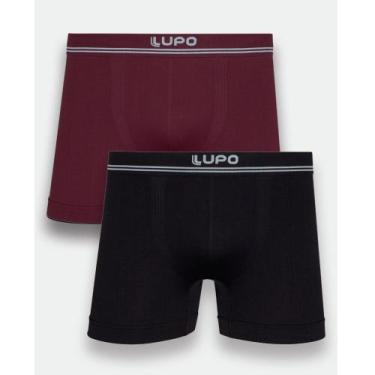 Imagem de Cueca Lupo Boxer Microfibra Sem Costura 436-088 C/2, Vinho, Preto, 966