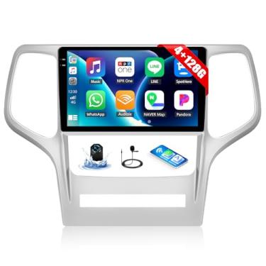 Imagem de [4 + 128 G] Rádio estéreo para carro Android 15 para Jeep Grand Cherokee WK 2008-2013 com carro sem fio e Android Auto, rádio de carro de 23 cm com conexão espelhada Bluetooth FM/RDS WiFi GPS EQ DSP