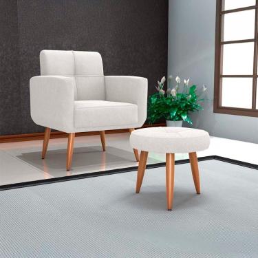 Imagem de Poltrona Cadeira Com Puff Para Descanço Acabamento Premium Havana Matrix Boucle Bege