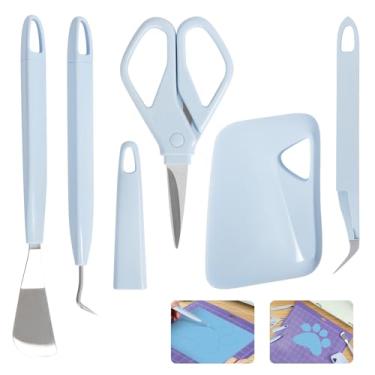 Imagem de TORC Conjunto de ferramentas de remoção de ervas daninhas artesanais para vinil de transferência, 5 peças de kits profissionais de remoção de ervas daninhas - capina, espátula, pinça, tesoura para