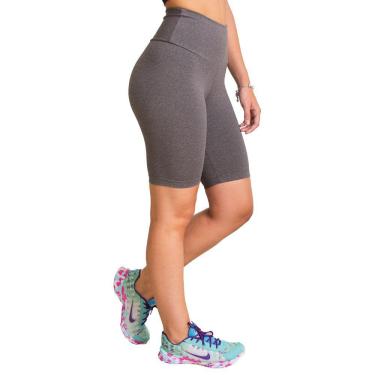 Imagem de Bermuda Shorts Cinza Fitness Feminina Suplex Cintura Alta