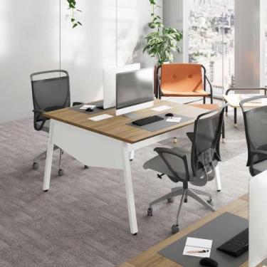 Imagem de Plataforma Escritório 1,35m 2 Pessoas c/ Tampo Chanfrado F5 - F5 Offic
