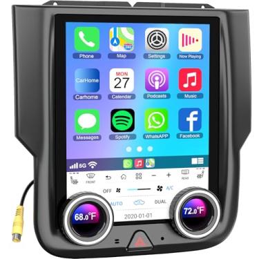 Imagem de Dodge Ram 1500/2500/3500 Manual AC Android 13 Car Stereo 8 núcleos, tela sensível ao toque IPS de 10,4 polegadas com carplay sem fio/Android Auto, GPS, WiFi, Bluetooth, FM, DVR