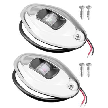 Imagem de HZSIFU Luzes laterais de navegação para barcos, luzes de arco de aço inoxidável vermelhas e verdes para barcos abaixo de 12 V, lâmpadas de navegação marítima IP66 à prova d'água