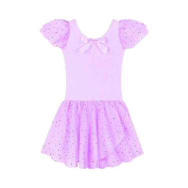 Imagem de Leotardos De Ballet Com Glitter Para Meninas Com Saia Tutu E Mangas Co