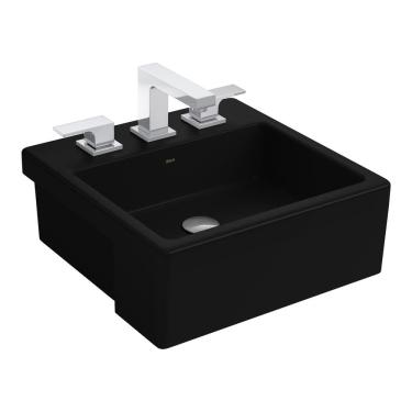 Imagem de Cuba de Semiencaixe Lavatório Quadrada com Mesa 42X42cm Ébano Fosco - L.830.94