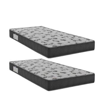 Imagem de Kit 2 Colchões Solteiro Ortobom D33 Iso 100 78x188x18 Grafite/branco Grafite/Branco