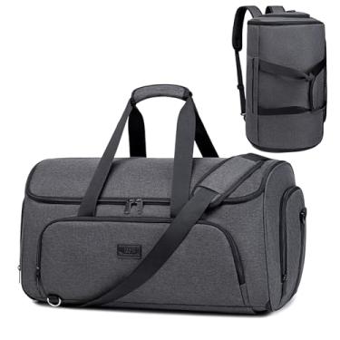Imagem de Bolsas de vestuário conversíveis para viagem, bolsa de viagem de viagem de fim de semana para homens e mulheres, bolsa de terno dobrável 4 em 1 com compartimento para sapatos, Cinza escuro