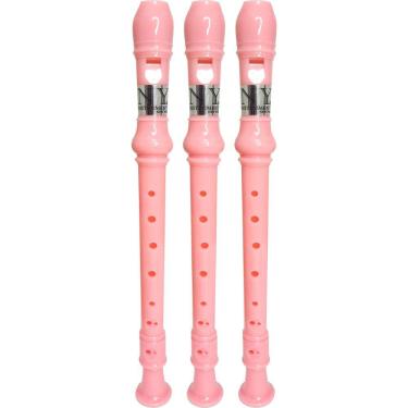 Imagem de Kit 3 Flautas Doce Germânica Rosa Claro FL 20G New York