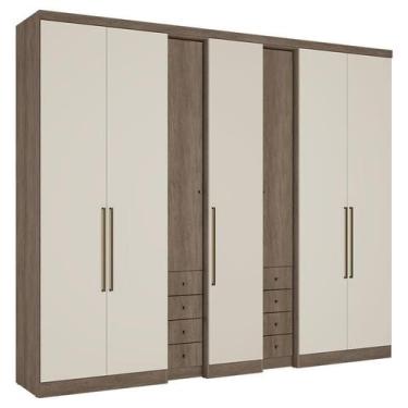Imagem de Guarda Roupa Casal Absolut Clear 7 Portas Rustic Off White Acetinado -