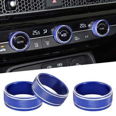 Imagem de TOMALL 3 peças de alumínio AC Climate Knob Covers compatíveis com Honda 11th Accord Civic, para 6º CR-V HR-V console central acabamento ar condicionado anel botão anel acessórios de decoração interior