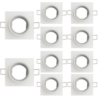 Imagem de Kit 10 Spot Taschibra Quadrado Embutir Vidro Jateado SP23 Mr16 Bivolt
