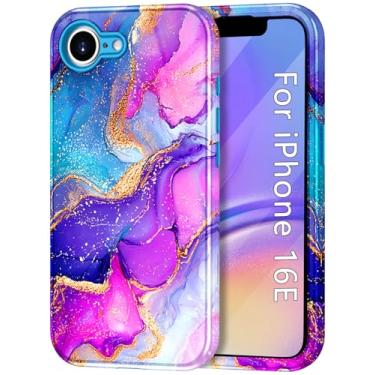 Imagem de Btscase Capa para iPhone 16e (2025), [Teste de queda de grau militar] Design de padrão de mármore fino resistente à prova de choque para mulheres meninas homens capa protetora anti-arranhões para