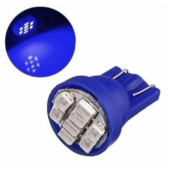 Imagem de Unidade Lâmpada Pingo Veicular T10 8 Leds 12V Azul Par