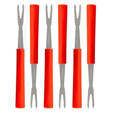 Imagem de Conjunto Garfos Petiscos Vermelho 6 Peças 13 Cm Hauskraft