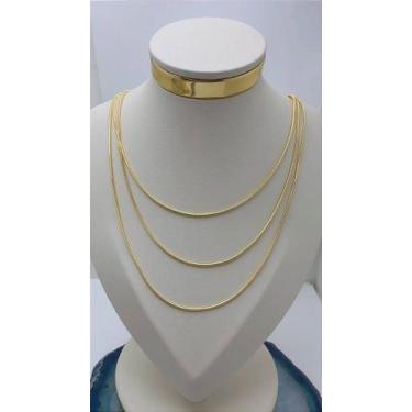 Imagem de Colar Triplo Rabo De Rato - 01 Unidade - Bijuteria Fina com Banho de O