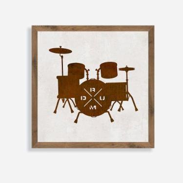 Imagem de Quadro Rústico Drum - Artesanato em Madeira Pinus - Arks Presentes