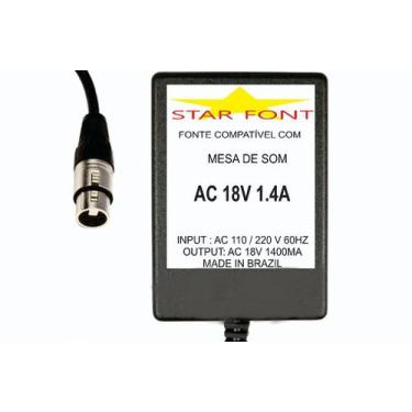 Imagem de Fonte AC 18V 1,4A Plug 4 Vias para Mixer Soundcraft FX16 Anos 90 - Sta