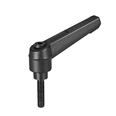 Imagem de uxcell Alavanca de aperto ajustável M5 x 20 mm Metric Black Oxide Carbon Steel Male Threaded Stud Hand Knobs Push Button Ratchet Rotating Screw Handles Bolt with Locking Lever Black
