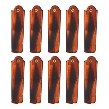 Imagem de QANYEGN Pentes de cabelo dobráveis, pente de bolso dobrável de plástico, tipo faca dobrável feito à mão, pente de dente fino para viagens, casa, hotel, caridade