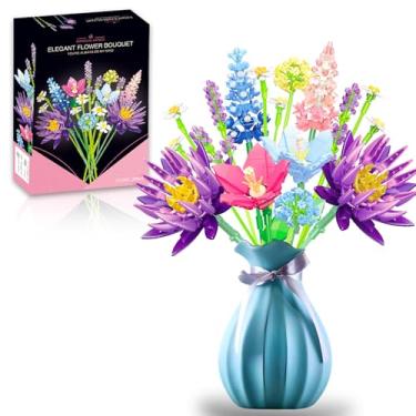 Imagem de Emeetlinn Flower Bouquet Building Set for Adults Women, Botanical Collection Unique Home Décor or Office Décor, 13 Flowers Artificial Floral Building Gift for Valentine‘s Day, Christmas (13 Flowers)