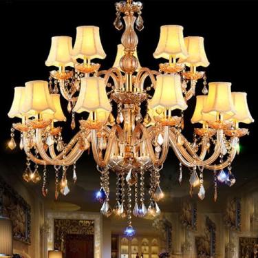 Imagem de Luminária pendente de vela de cristal europeia, sala de estar de luxo, restaurante, quarto, quarto de menina, vila, hotel, loja de roupas, salão de beleza, café, bar, lustre KTV (KB 15 luzes