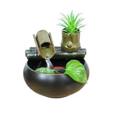 Imagem de Fonte de mesa estilo rústico fonte de água cerâmica ciclo casa sala de estar armário de TV móveis decorativos desktop pequenos ornamentos fonte de meditação