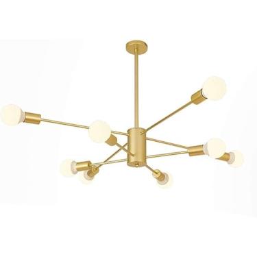 Imagem de Lustre Sputnik de 16 luzes com acabamento em latão - Luminária de teto em formato de globo com luzes moleculares escovadas compatível com sala de estar, restaurante E27, decoração moderna