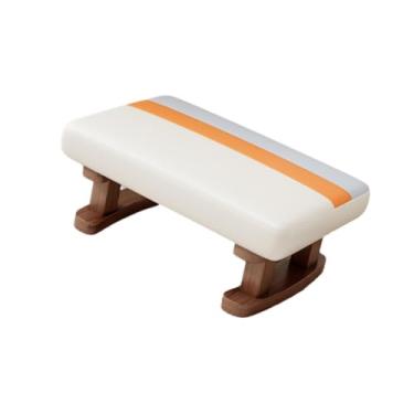 Imagem de Baoblaze Pufe pequeno, cadeira retangular moderna, apoio para os pés confortável com pernas de madeira, pufe acolchoado para sofá e mesa, Bege