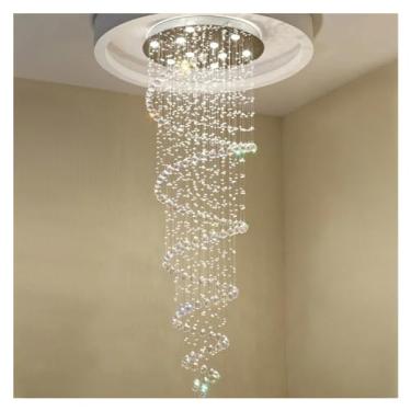 Imagem de Lustre de cristal LED K9 moderno Villa Lustre de cristal de luxo Luzes de escada dupla Luzes de sala de estar Luminária de lustre