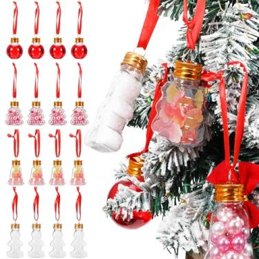 Imagem de Toyvian Bolas de Natal – Enfeites de árvore de bebida preenchíveis de Natal, bola de plástico transparente com fita para decoração de festa de casamento de Natal em casa (16 peças)